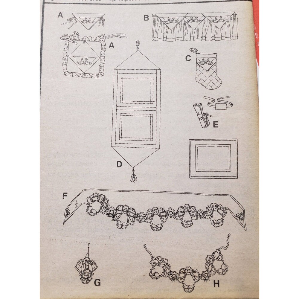 Vtg Christmas Decorations Sewing Pattern Simplicity 7914, Stocking, Table Runner